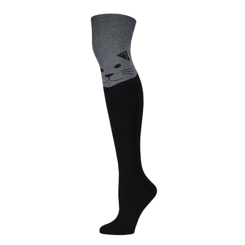 Gray and Black Cat Over Knee Socks